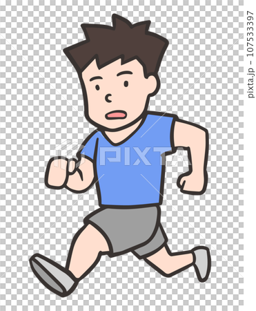 走る男性のイラスト、横側 走る男性のイラスト、横側 107533397