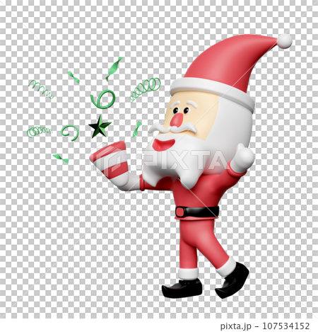 Santa Claus hand holding explosion firecracker funnel isolated. merry christmas and happy new year, 3d render illustration Santa Claus hand holding explosion firecracker funnel isolated. merry christmas and happy new year, 3d render illustration 107534152