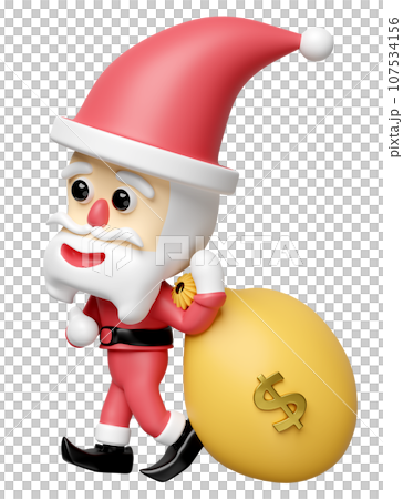 Santa Claus with money bag isolated. merry christmas and happy new year, 3d render illustration Santa Claus with money bag isolated. merry christmas and happy new year, 3d render illustration 107534156