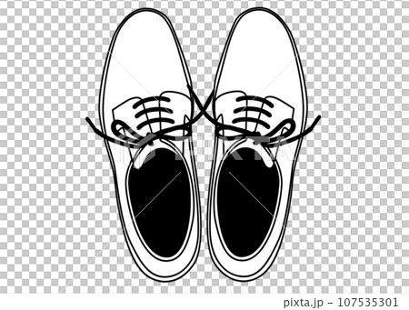 Business shoes, black and white, illustration of monochrome men's shoes viewed from above 107535301