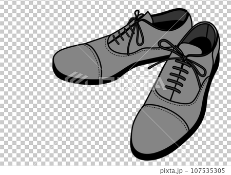 商務鞋 灰色男士皮鞋 從前面對角線看的男鞋插畫 等距 商務鞋 灰色男士皮鞋 從前面對角線看的男鞋插畫 等距 107535305