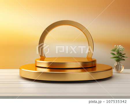 Golden realistic podium for product advertising. 107535342