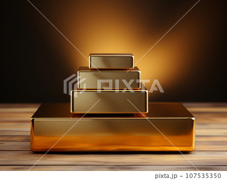 Golden realistic podium for product advertising. 107535350
