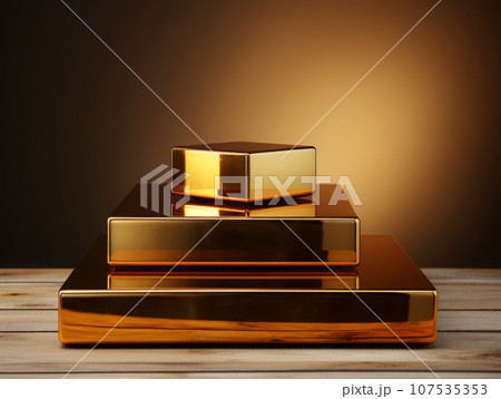 Golden realistic podium for product advertising. 107535353