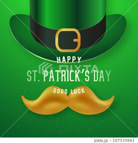 Happy St. Patrick's Day design with retro hat and moustache.  107535661