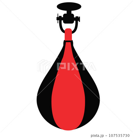 Punching boxing speed bag. Red and black punching symbol. Punching bag red sign. Sport equipment element for boxing. flat style. Punching boxing speed bag. Red and black punching symbol. Punching bag red sign. Sport equipment element for boxing. flat style. 107535730