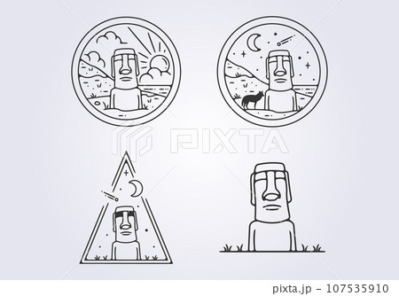 set bundled of easter island logo vector illustration design, moai statue iconic symbol template graphic design set bundled of easter island logo vector illustration design, moai statue iconic symbol template graphic design 107535910