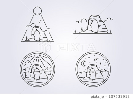 set bundled arches national park vector outline illustration design, linear iconic symbol arches template background set bundled arches national park vector outline illustration design, linear iconic symbol arches template background 107535912