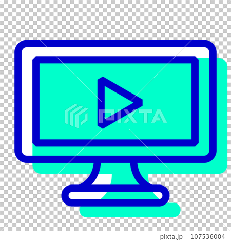 映像、再生、パソコンを表す2色スタイルのアイコン 107536004