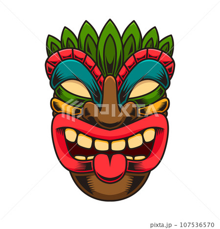 Illustration of tiki idol. Design element for logo, label, sign, poster. Vector illustration 107536570