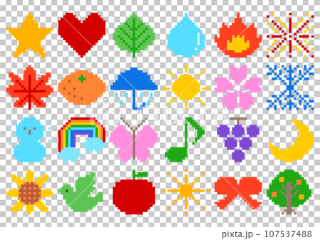像素藝術圖示插圖集（彩色） 107537488