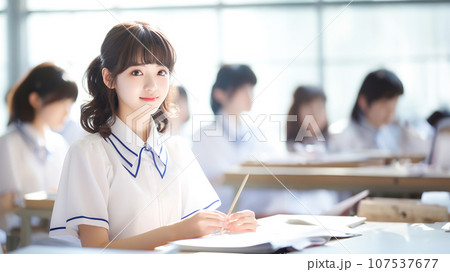 勉強する女の子 勉強する女の子 107537677
