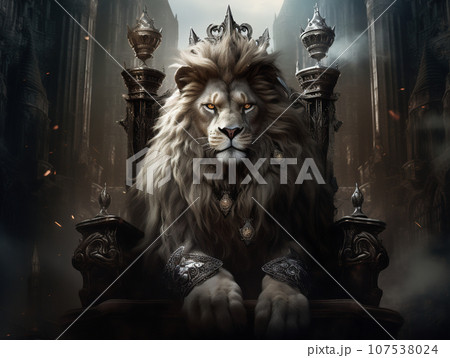 王座に座るライオンの王 107538024