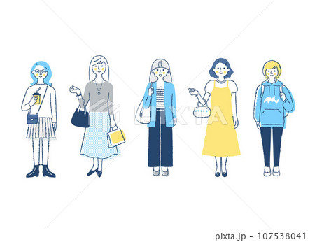 さまざまな女性5人　全身　f16-20 107538041