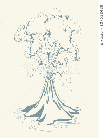 A smoking volcano eruption. Vector drawing A smoking volcano eruption. Vector drawing 107538489