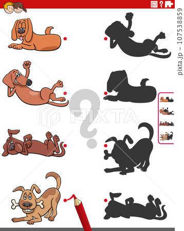 educational shadow activity with cartoon dog characters 107538859