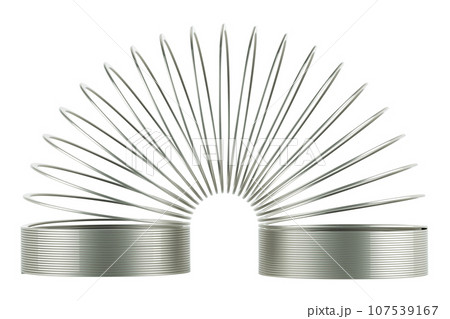 Metallic helical spring toy. 3D rendering 107539167