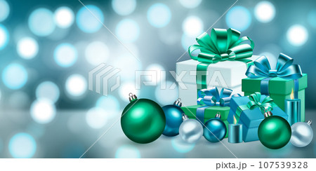 Gift boxes, candles and balls Gift boxes, candles and balls 107539328