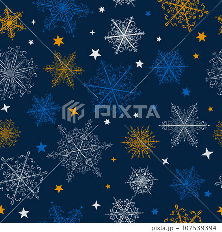 Christmas seamless pattern of complex snowflakes 107539394