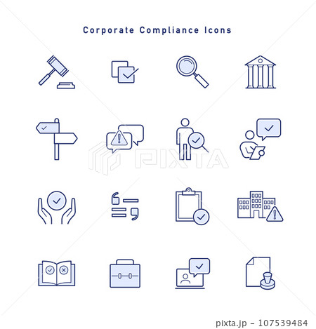 企業のコンプライアンスに関するアイコンセット 107539484