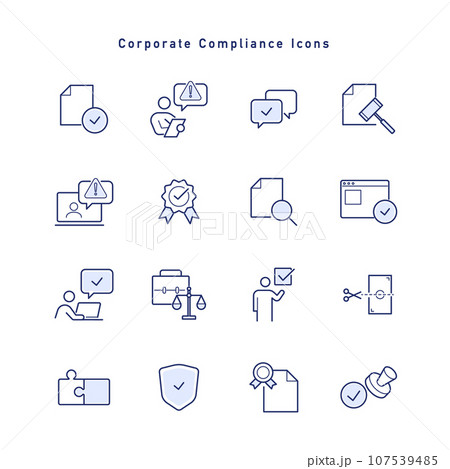 企業のコンプライアンスに関するアイコンセット 企業のコンプライアンスに関するアイコンセット 107539485