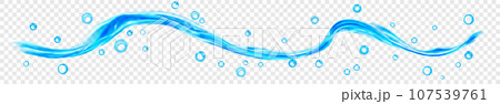 Translucent water wave with drops 107539761