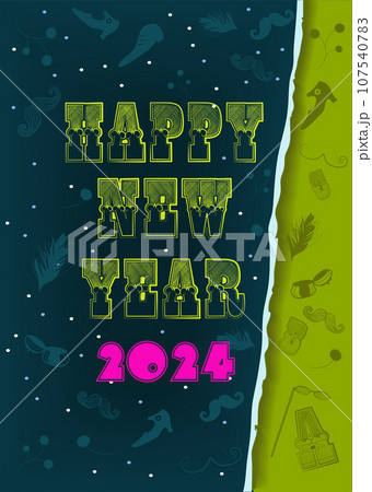 Happy New Year 2024 Vintage Typographic 107540783