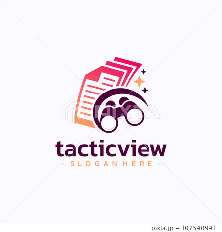 Binoculars document logo design vector. Planning strategy research symbol template. 107540941