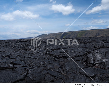 ハワイ火山国立公園　溶岩台地 107542598