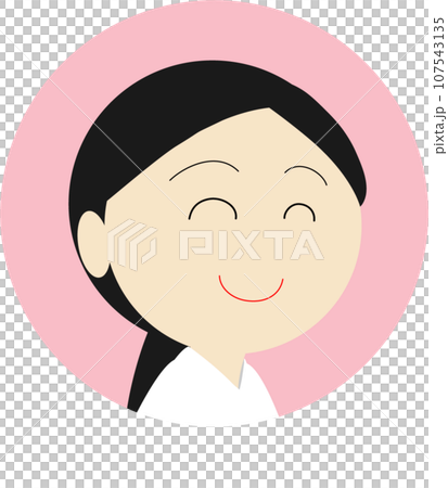 にこにこしている右向きの巫女さんのアイコン 107543135