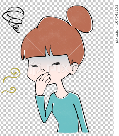 匂い1 吐き気がしている女性のイラスト 匂い1 吐き気がしている女性のイラスト 107543153