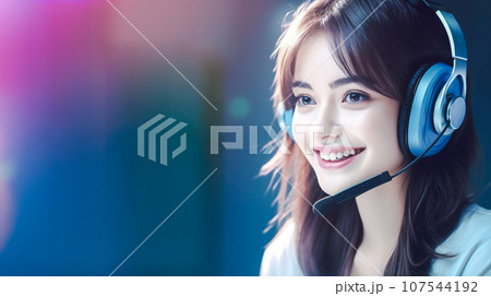 ヘッドセットをする女性 107544192