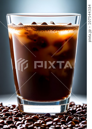 titled icy coffee the focus is on a glass titled icy coffee the focus is on a glass 107544384