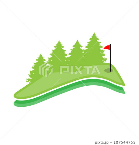 Golf Logo Design, Design Vector Golf Ball And Golf Club Tournament, Illustration Template 107544755