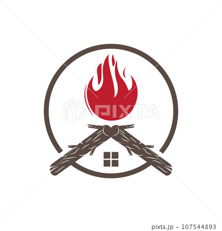Bonfire Logo, Wood Burning And Fire Design, Camping Adventure Vintage 107544893