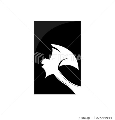 Axe Logo Design, Lumberjack Carpentry Wood Cutting Tool label, badge 107544944