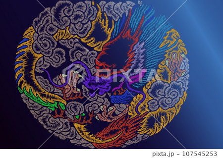 龍と縁起物  干支　　年賀状に 107545253