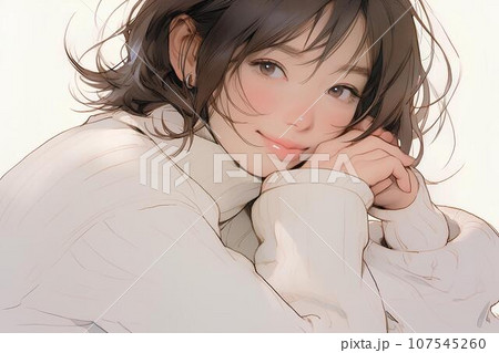 こちらを見つめる女の子　AI生成画像 107545260