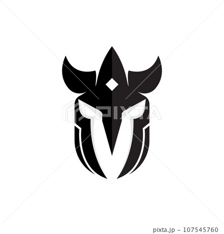 Spartan Logo Design, Vector VIking Guardian Fighter, Simple Greek Warrior Helmet 107545760