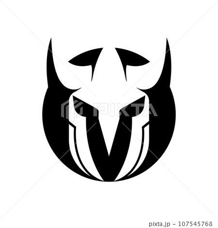 Spartan Logo Design, Vector VIking Guardian Fighter, Simple Greek Warrior Helmet 107545768