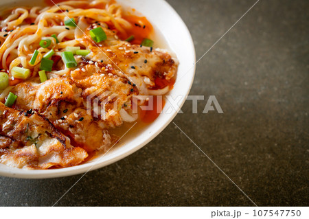 ramen noodles with gyoza or pork dumplings ramen noodles with gyoza or pork dumplings 107547750