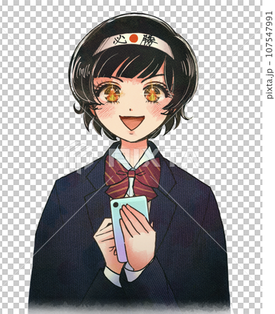 Hot-blooded girl manga-style illustration: student applying for a part-time job for the first time 107547991