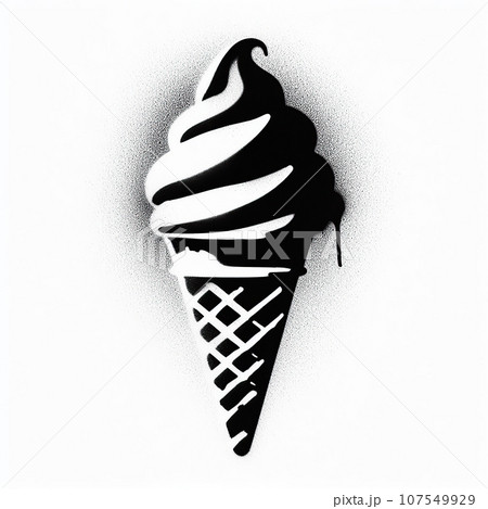 ice-cream graffiti stencil-art sprayed in black over white 107549929