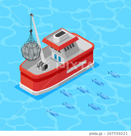 Mariculture Industry Isometric Background 107550221