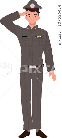 Honor and Pride. Confident Thai Law Enforcement Officer. Thai Police Officer Saluting. Honor and Pride. Confident Thai Law Enforcement Officer. Thai Police Officer Saluting. 107550434