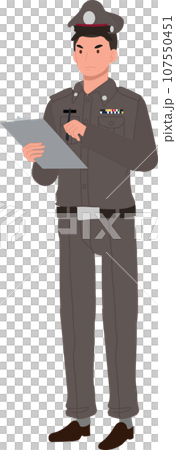 Thai Police Officer Issuing Fine. Traffic Violation Fine by Thai Cop 107550451