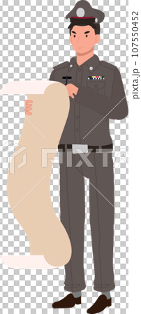 Thai Police Officer Issuing Fine. Traffic Violation Fine by Thai Cop 107550452