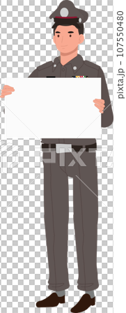 Thai Police Officer with Empty Banner ,Space for Text. Thai Police Officer with Empty Banner ,Space for Text. 107550480