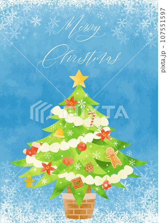 綺麗な雪の結晶とクリスマスツリー 綺麗な雪の結晶とクリスマスツリー 107551597