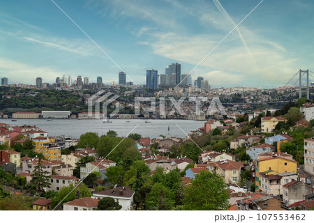 Cityscape of Istanbul, Turkey in the morning, with skyline including Bosphorus, tall buildings and Bosphorus Bridge Cityscape of Istanbul, Turkey in the morning, with skyline including Bosphorus, tall buildings and Bosphorus Bridge 107553462
